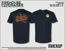 Load image into Gallery viewer, Black t-shirt with Dallas Fire-Eagles logo on front and back, branded as Firehouse Fundraiser.
